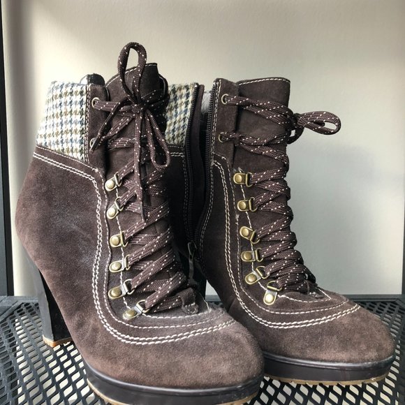 Hush Puppies Brown Heeled Boots - Picture 1 of 9